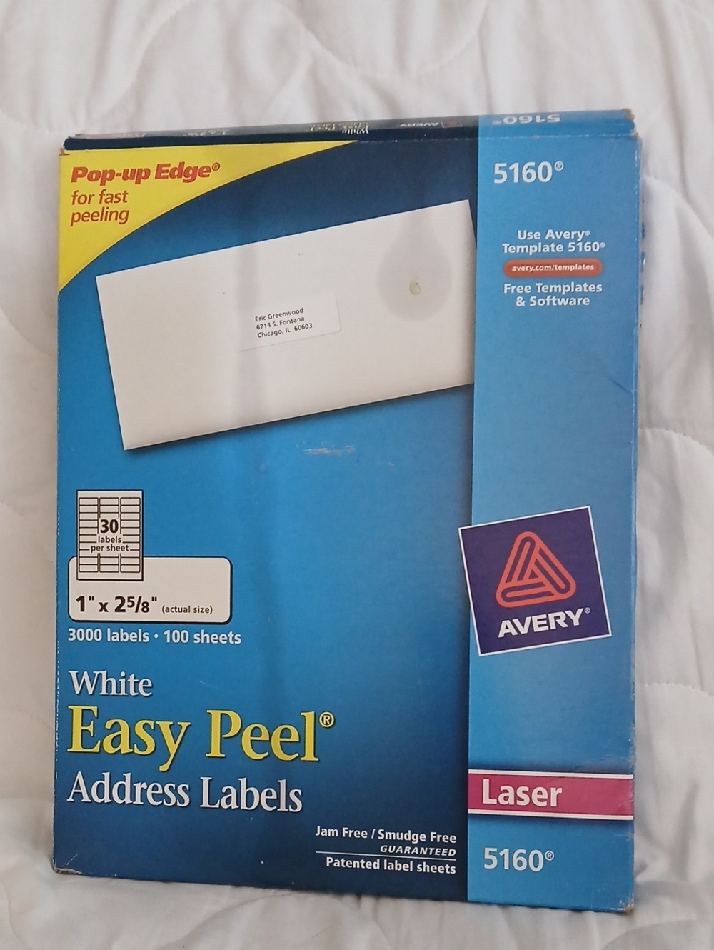 Avery 5160 White Easy Peel Address Labels